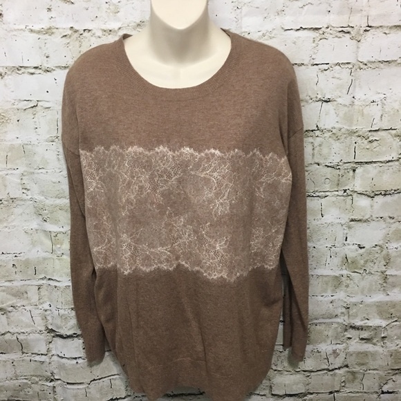 J Crew Brown Needle Punch Lace Sweater - Picture 2 of 7